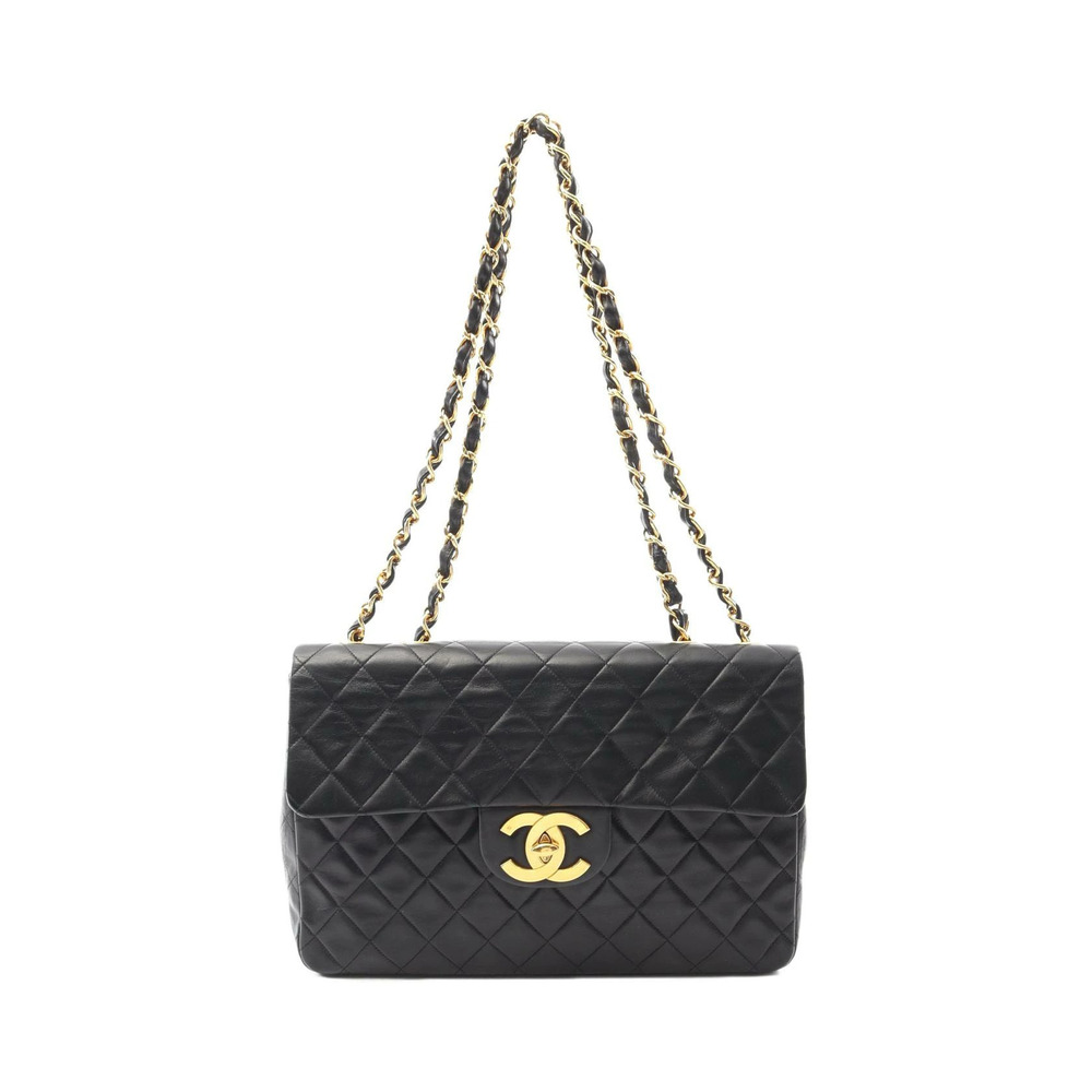 Chanel Matelasse Shoulder Bag Lambskin Sheepskin Black